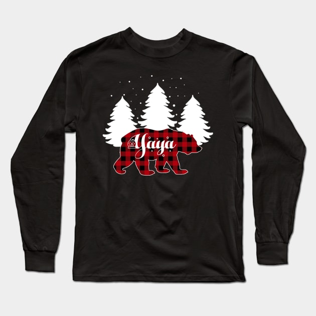 Yaya Bear Buffalo Red Plaid Matching Family Christmas Long Sleeve T-Shirt by Kagina